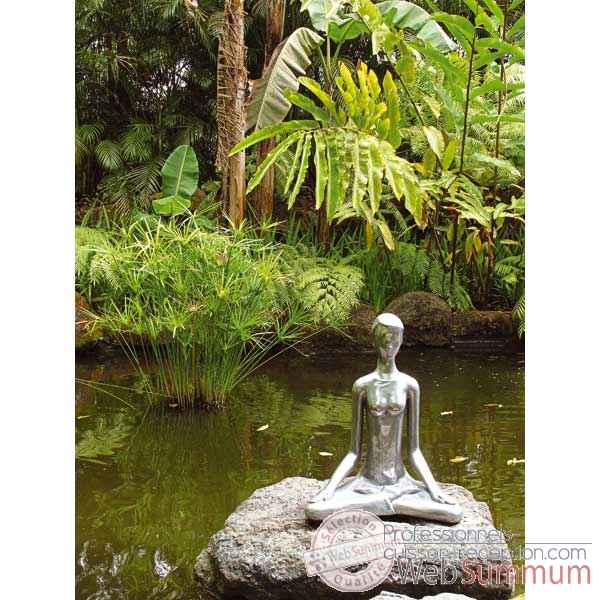 Sculpture-Modèle Yoga Meditation Pose, surface aluminium-bs1511alu