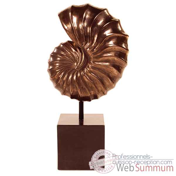 Sculpture-Modèle Nautilus Table Sculpture Box Pedestal, surface bronze nouveau et fer-bs1713nb/iro