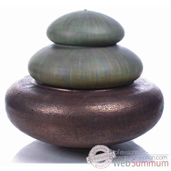 Fontaine-Modele Two Tier Heian Fountain, surface bronze avec vert-de-gris-bs3331vb