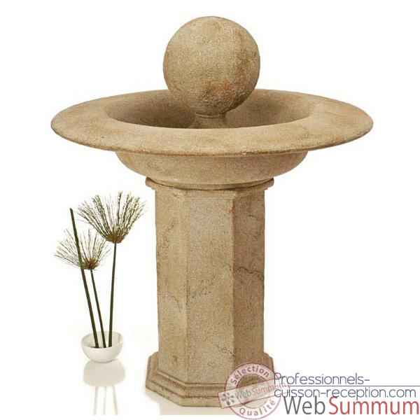 Video Fontaine Carva Ball Fountain on Octagonal Pedestal, pierre romaine -bs4066ros