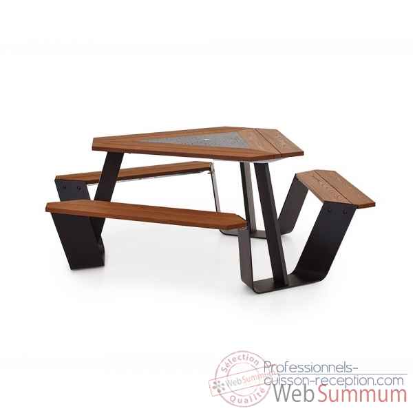 Table picnic anker cadre galvanise & pieds laques brun noir h.o.t.wood Extremis -ANBH