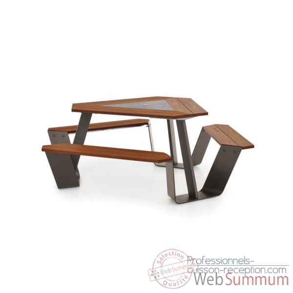 Table picnic anker cadre galvanise & pieds laques earth iroko Extremis -ANEI