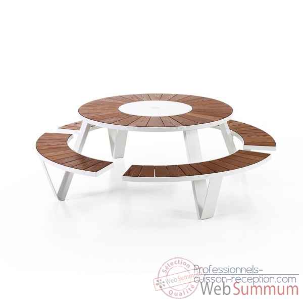 Table picnic pantagruel cadre & pieds laque blanc, h.o.t.wood Extremis -PAWH
