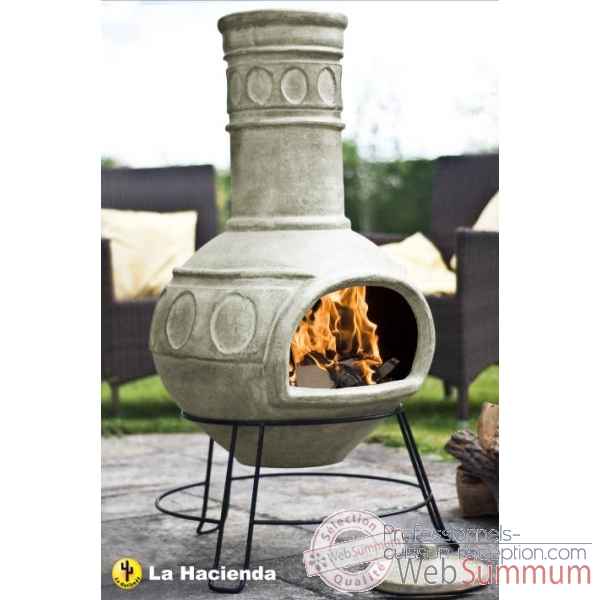Cheminee mexicaine et barbecue en argile jumbo circles   coloris pierre La Hacienda -65081a