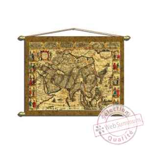 Carte de l\'asie en parchemin vieilli Zoffoli -Art.3521